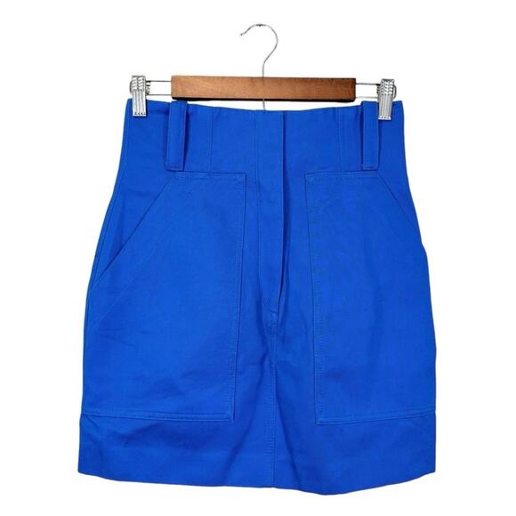 Sandro Paris High Waist Skirt Pockets  Blue Size Fr 38 Med Sandro 2 NO BELT - Picture 1 of 11